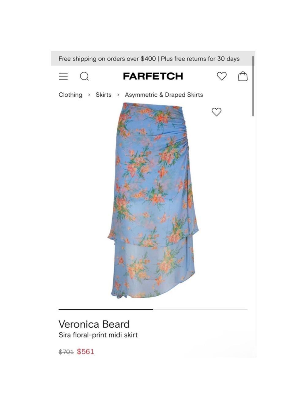 NWT Women's Veronica Beard Asymmetrical Skirt, Blue Orange Floral 10